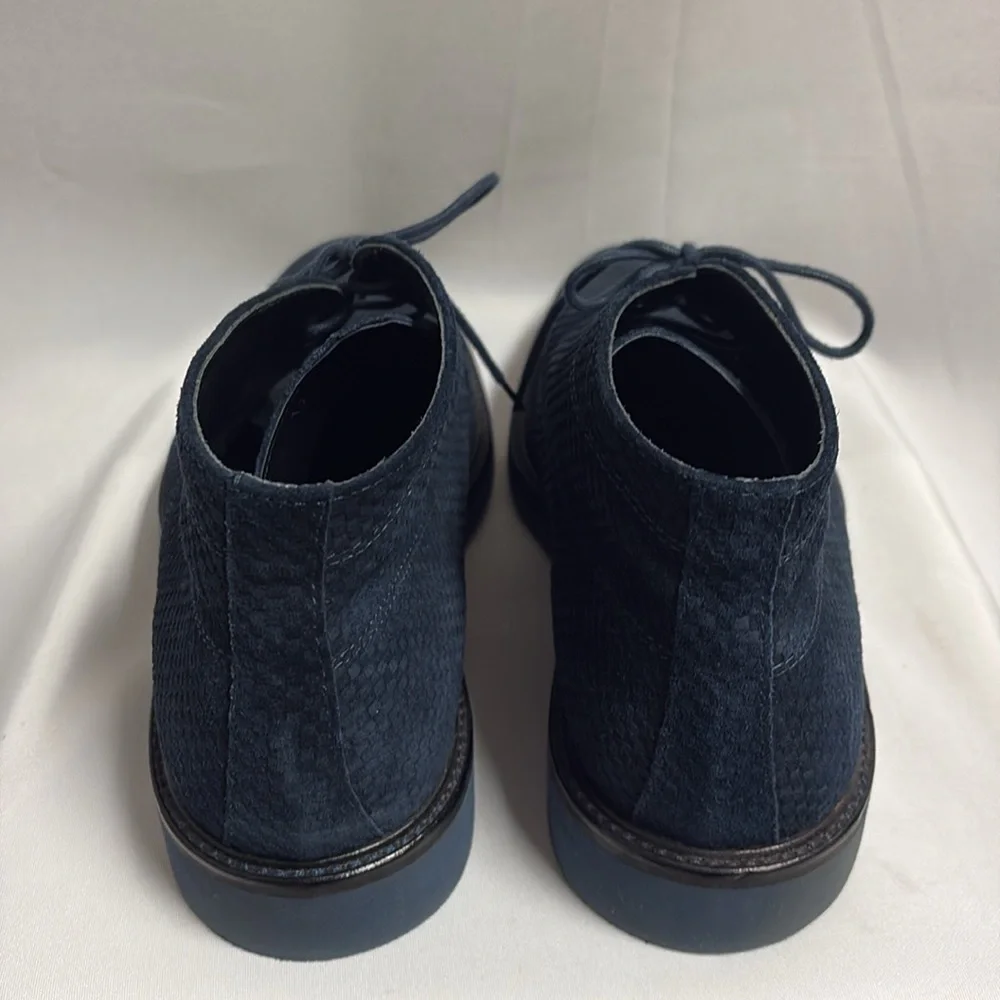 Bugatchi Textured Suede Lace Up Chukka Boot Navy Blue Size 12